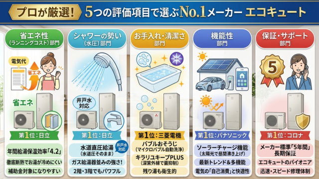 【2026年最新】プロが厳選！エコキュート部門別おすすめ5選を徹底比較